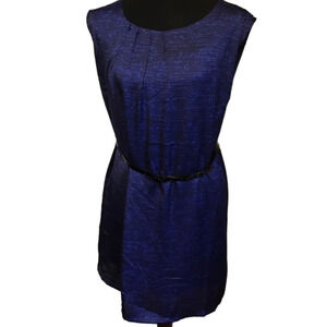 Short Silk blue dress size 8 beautiful!printed office professional party